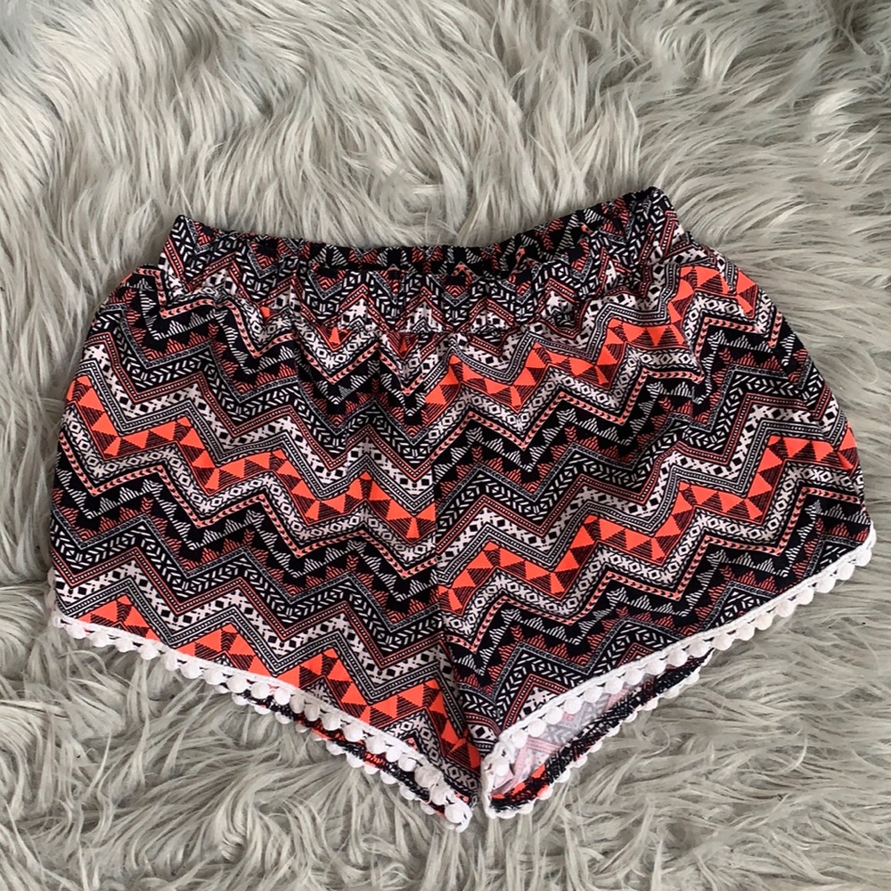 Girls Grey and Coral Soft Stretch Shorts with Elastic Waist
